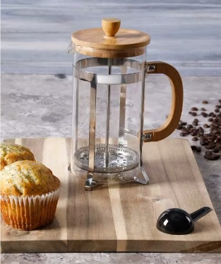 فرنچ پرس چوبی با بدنه پیرکس و فیلتر استیل